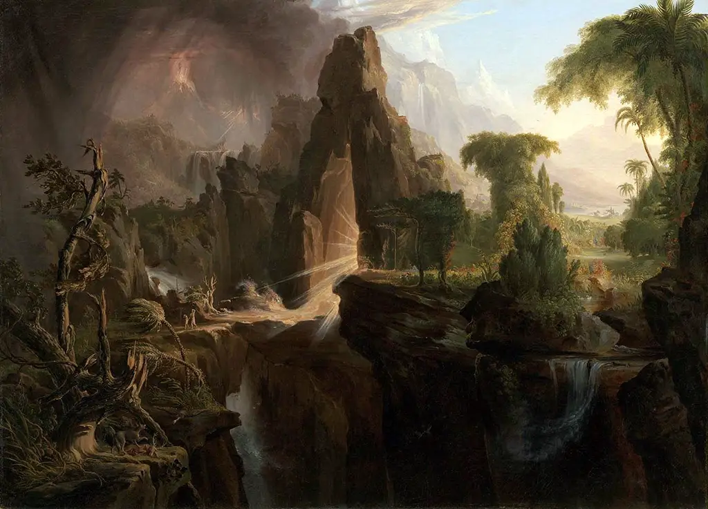 Expulsion from the Garden of Eden in Detail Thomas Cole